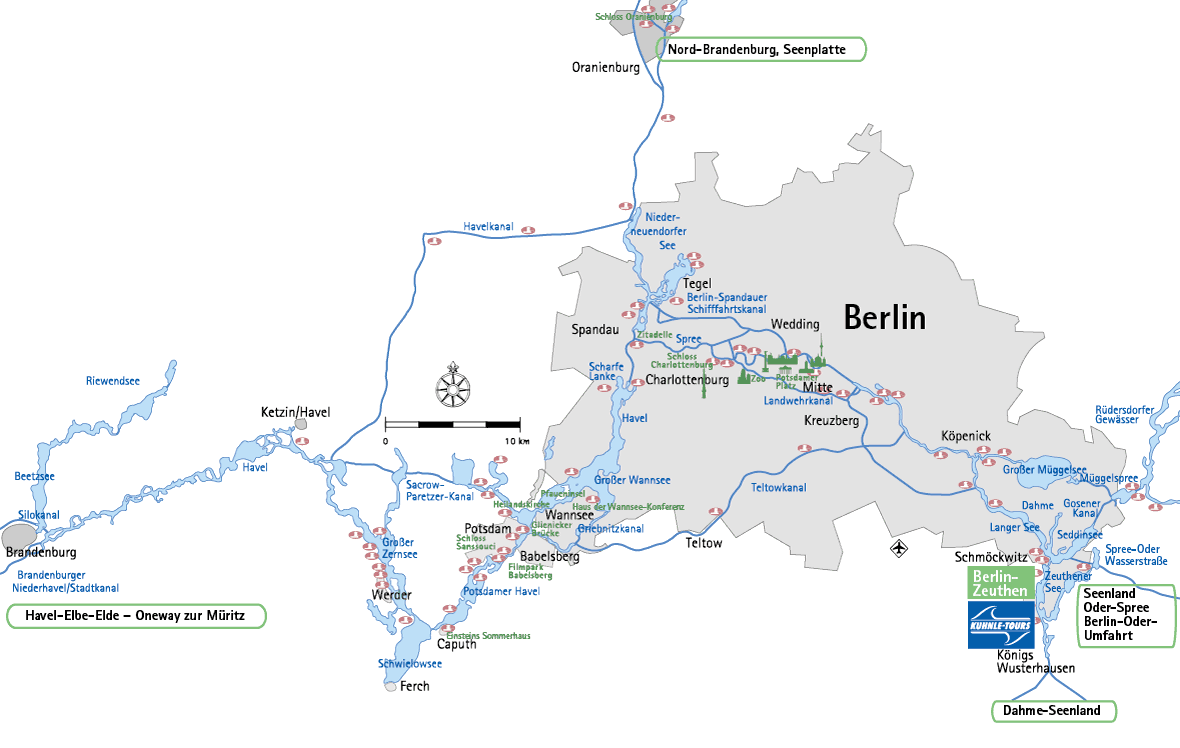 Karte von Flüssen in Berlin
